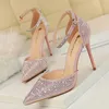 Sandalen Dames Stiletto High Heel Dress Pumps Pointy Toe Lady Bridal Wedding Evening Feestschoenen met Rhinestone Women Sandals WSH4128 G230211