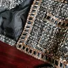 Kvinnorjackor 2023 Autumn French Elegant Ladies Style Bright Silk Tweed Sackjacka Högkvalitativ kort doftande vindkvinnor