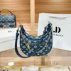 2023 Bags Clearance Outlets new senior sense blue fabric crescent underarm one shoulder cross-body presbysia light luxury chain bag