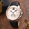 Relojes de pulsera para hombres reloj mecánico mecánico tourbillion cuero marrón negro de oro rosa