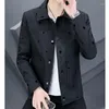 Jaquetas masculinas estampadas em moda coreana finas casuais casacos de negócios social de alta qualidade blusão curto streetwear roupas