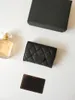 Luxury C Fashion Designer Women Card Holders Fold Flap Classic Pattern Caviar Lambskin Wholesale Black Woman Small Mini Wallet Pure Color Pebble Leather With Box
