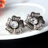 Stud Earrings Minimalist Antique Flower Crystal Piercing Small Earring For Women 264E