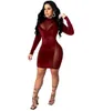 Casual Dresses ANJAMANOR Sexy Mesh Velour Bodycon Kleider für Frauen Party Club Tragen Langarm Mini Kleid Winter 2020 D36-BI24 T230210