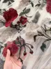 Casual Kleider FTLZZ Sommer Elegante Frauen Rose Stickerei Midi Kleid Vintage Dame Spitze Mesh Patchwork Blumendruck