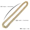 Chains 13mm Cuban Chain Baguette Cubic Zircon White Gold Plated Luxury Necklace Bling Full Iced Out Hip Hop Jewelry