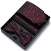 Neck slips Set Formal Dress Tuxedo Neckie Handkufe Men's Bow Tie Set Silk Striped Party Groom Wedding Futterfly Bowtie In Box 230210