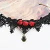 Choker Wedding Necklaces Cristal Gland De Tatouage Collier Noir Dentelle Vintage Femmes Bijoux Mariage