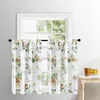 Curtain Printed Peony Floral Short Tulle Curtains For Kitchen Window Voile Sheer In The Living Room Customized Finished