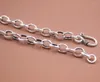 Chaînes Real Pure S925 Sterling Silver Chain Women 6mm Oval Circle Link Collier 28g / 55cm