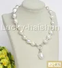 Kedjor Stylish Baroque 17 "25mm White Reborn Keshi Pearls Pärlor Strand Knutt halsband 18 kgp J11162Chains