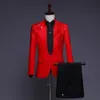 Men's Suits & Blazers Piece Print Floral Men Suit Slim Fit Wedding Prom Party Blazer Tux Trousers SetMen's