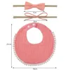 INS Simple baby bibs 100% cotton Solid Color With Bow Headband Design Infants Baby Feeding