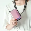 Plånböcker kvinnor pu läder laser söt multi-kort plånbok blixtlås mynt handväska hals hängande kort väska kvinnor kompakt 2023 koreansk version