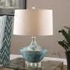 테이블 램프 Lukloy American Ceramic Lamp 거실 침실 침대 옆 현대식 LED 장식 라이트 조명 식당