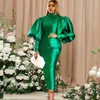 Party Dresses Party Dresses Women Evening Elegant Turtleneck Long Lantern Sleeve Slim Bodycon Dress Ladies Shiny Pencil African Gowns Dress 230211