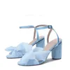 샌들 Baldauren 여성 샌들 새로운 브랜드 여름 신발 Pleated Bow-knot 라운드 발 뒤꿈치 오픈 발가락 드레스 신발 빅 사이즈 파티 결혼식 신발 G230211