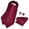 Neck slips Set Men's Premium Silk Ascot Tie Brosch Pin Set Classic Vintage Red Male Nathis Set For Wedding Formal Dress Suit Vest Accessories 230210