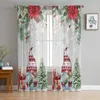 Curtain Christmas Fir Tree Robin Poinsettia Winter Tulle Window Voile Organza Valance Living Room Bedroom Decor Sheer Curtains