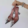 Sandals Sexy Women Sandals Red Strange Heel Pointed Toe PVC Femme Shoes Butterfly-Knot Crystal Wedding Shoes Outdoor High Sandals Women G230211
