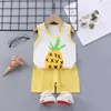 Kläder sätter sommarbarn Kort ärmshorts Outfits Pure Cotton Casual New Style Oneck Pullover Boys Girls PCS Loos Thin Softclothes