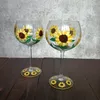 Wine Glasses Crystal Glass Hand-painted Flower Goblet Sunflower Red Cup Small Fresh Vintage Medieval