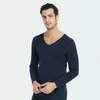 Sous-vêtement thermique pour hommes hiver automne col en V chaud longs ensembles pour hommes homme doux sans couture minceur costume haut pantalon Thermo vêtements