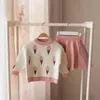 Completi bambino Autunno Inverno Set di vestiti Pezzi di cotone per bambini Panni Completi per bambini Camicia gonna Abito maglione per costume da bambina T