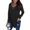 Women's T Shirts Women's Casual Sexy Hollow Out Bandage V Neck Long Sleeve T-shirt Solid Tee Shirt Pulovers Tunic Top Female Clothing