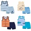 Vêtements d'été nouveau Style pour bébé, gilet et short en pur coton, tenue décontractée pour garçons et filles, dessin animé, ensembles pour enfants, singe rouge