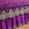 Bed Skirt High-grade Bedding Bed Skirts Pillowcases Purple Velvet Thick Warm Lace Princess Bedspread Bed Sheets Mattress Cover King Queen 230211