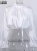 Женские блузкие рубашки блузки атласный фонарь с длинным рукавом женский блузка шикарно осенняя рубашка с турниной элегантны