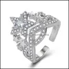 Кольца кольца шикарные звездные дизайнерские женские с ослепительной кубической цирконии романтическая свадебная вечеринка подарок пальцем