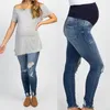 Jeans feminino Summer Summer Fashion Fashion Maternity Jeans High Welly Belly Skinny Pants Rous para mulheres grávidas Gravidez 230211