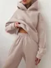 Two Piece Dress Winter Two Piece Set Women Tracksuit Overdimased Suit Autumn Trouser Suits Female Sweatshirt Solid Sports Hoodie Sportswear 230210