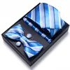 Cravate Ensemble Mode Usine Vente Mélange Couleurs Cadeau De Vacances Cravate Poche Carrés Boutons De Manchette Ensemble Cravate Boîte Homme Bleu Mariage Fit Affaires 230210