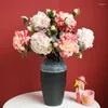 Dekorative Blumen rosa Pfingstrose künstliche gefälschte Seide Rose Home Decor Weihnachten Hochzeit Dekoration Brautsträuße Pflanze