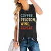 カジュアル ルーズ コーヒー ドレス Peloton ワイン リピート レター プリント ノースリーブ ベスト