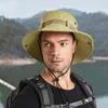 Berets 2023 Słońce Hat Fishing Hat Summerble Camping Caps Anti-UV Mountaineering Men's Panama B03