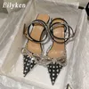 Sandals Eilyken 2023 Spring Style PVC Transparent CRYSTAL Silver Women Pumps Bowknot Lady Low High Heels Party Prom Shoes G230211