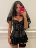 Damestanks sexy mesh patchwork borduurwerk laaggesneden korset camisole tops vrouwen backless spaghetti riem bodycon tanktop 2023 lente herfst