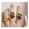 Band Rings Ins Creative Cute Colorf Double Layer Love Heart Ring Vintage Drop Oil Metal For Women Girls Fashion Jewelry Delivery Dhaxw