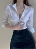 Blouses Femmes Coréen Slim JK Uniforme Fée Douce Sexy OL Chemise Blanche Col V Femmes Élégant Chemisier À Manches Longues Vêtements De Travail Tops Y261