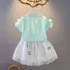 Kindermeisjes Kleding Sets Kinderen Zomerpak Mode -stijl Letter T -shirts Tutu Rok pc's voor meisjeskleding Set jaren t