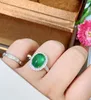 Cluster Rings Emerald Ring 4.98ct Pure 18K Gold Jewelry Green Gemstone Diamond Female For Women Fine