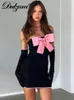 Robes décontractées Dulzura Bow Sexy Y2K Vêtements Sans Manches Dos Nu Tube Moulante Mini Pour Femmes Club Fête D'anniversaire Élégant Automne Tenues