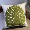 Pillow DUNXDECO Cover Decorative Case 45x45CM Modern Fresh Green Palm Leaf Embroidery Cotton Throw Shame Sofa Decor