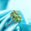 Кластерные кольца классическое кольцо нефрита -зеленого клевера для леди юбилейные аксессуары Подарок мода 925 Серебряные серебряные ювелирные украшения регулируются