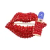 20 PCS/ロットカスタムファッションブローチラインストーンセクシーな唇口紅ブローチピン/女の子のアクセサリー