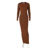 Casual jurken Anjamanor gebreide bodycon maxi-jurken met lange mouwen voor vrouwen kleding stijlvolle sexy winterjurk clubkleding outfits d16-CE36 t230210